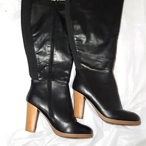 Black Wide Calf Knee High Boots